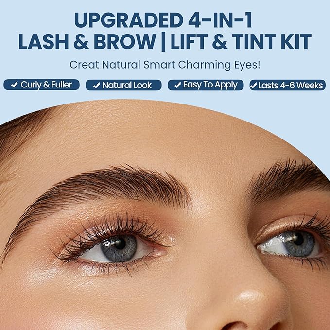Duoffanny 63 Pcs 4-In-1 Lash Lift Kit & Brow Lamination Kit Natural Black Color Set, Lasting for 6-8 Weeks, Eyelash & Eyebrow Perm Diy Professional Kit, Easy for Home & Salon Use