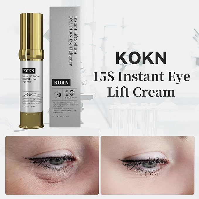 KOKN 15S Instant Firmx Eye&Face Cream | Temporary Eye Tightener | Smooths Wrinkles,Puffy Eyes & Bags | 4-IN-1 Skincare| 5000ppm PDRN,Panthenol,Collagen Formula for LongTerm Repair, 0.71 Fl Oz