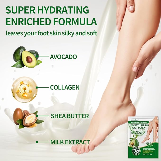 Moisturizing Foot Mask 5 Pack,Hydrating Foot Masks for Dry Cracked Feet,Moisturizing Socks Dry Skin Moisturizer for Soft and Smooth Touch Feet,Foot Care Spa Gifts for Women Men Valentines Gifts