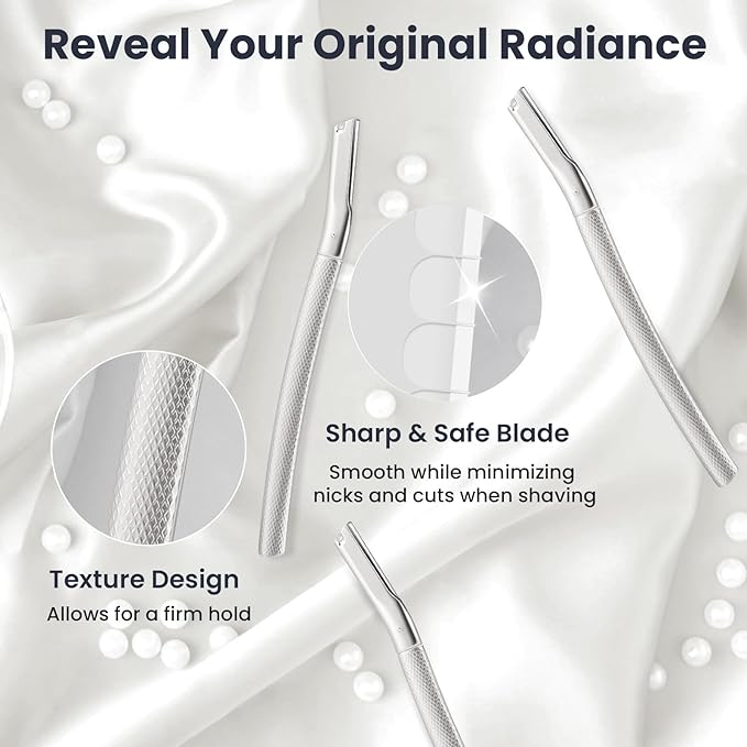 AIBRIT PRO Dermaplaning Tool for Face, Dermaplane Razor for Peach Fuzz with Metal Grip, Professional Eyebrow Razor for Women, Facial Razor for Women Silver (12 Replaceable Blades)