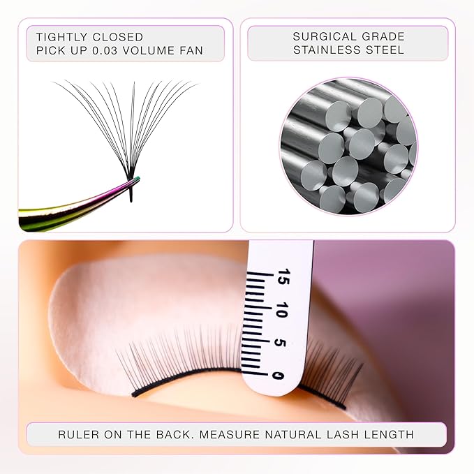 Curacoro Lash Tweezer - Professional & Precision Fiber Tip Grip Lash Tweezers for Eyelash Extensions, Multi Shapes & Purposes Tweezers for Volume, Isolation & Classic Lashes (Silver, The Good Angle)