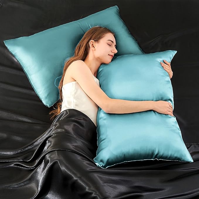 INFIIXSO Mulberry Silk Pillowcase for Hair and Skin, Silk Pillow Cases King Size with Hidden Zipper 20"x40", Extraordinary Smooth and Soft Cooling Pillow Cases for Hot Sleepers(Ocean Mist, 1 Pack)