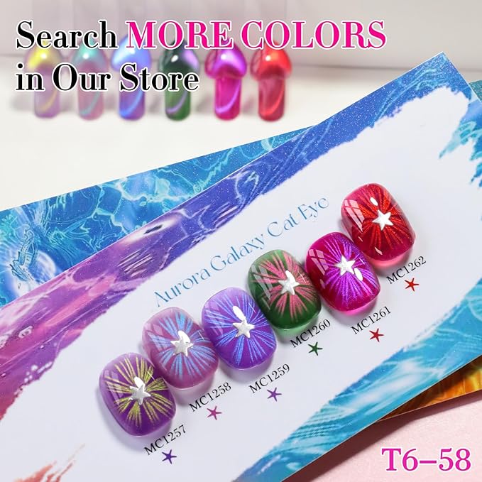 Double Rhythm 0.5 OZ Cat Eye Gel Polish with Magnet 15ML Holographic Glitter Shimmer Translucent Jelly Color Magnetic Nail Polish Salon DIY at Home (Green Pink-MC1260)