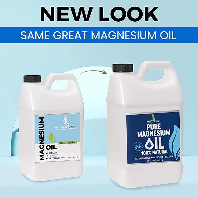 Pure Magnesium Oil Spray 64oz - Topical Magnesium Spray for Sleep Extra Strength - Less Sting - Less Itch - 100% Natural and Organic Oil - Made in USA