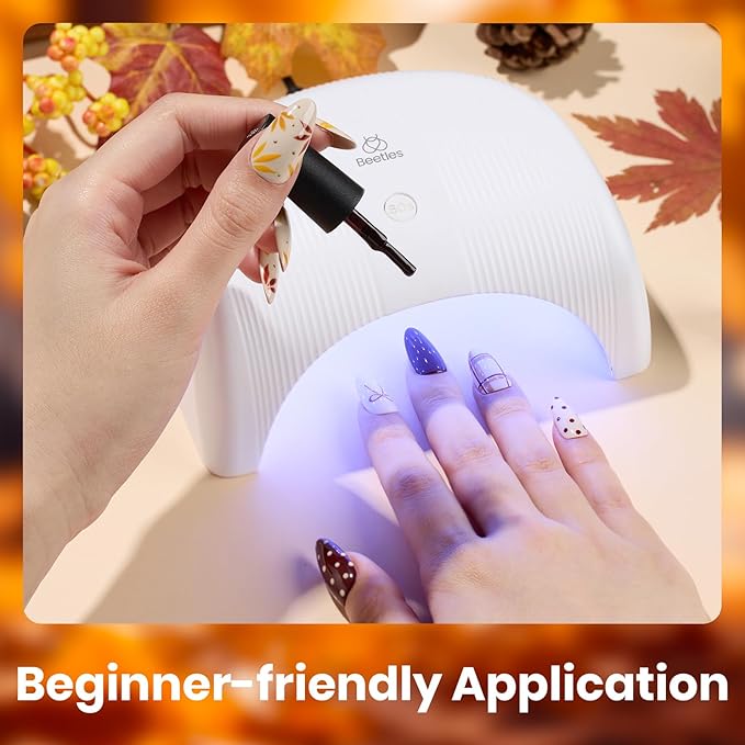 beetles Gel Polish Set - Waltz of Leaves Collection, 36 Trendy Colors Spring & Valentines Brown Orange Colors Gel Polish Set With Base and Glossy Matte Glitter Top Coat Soak Off UV Led Holiday Nails