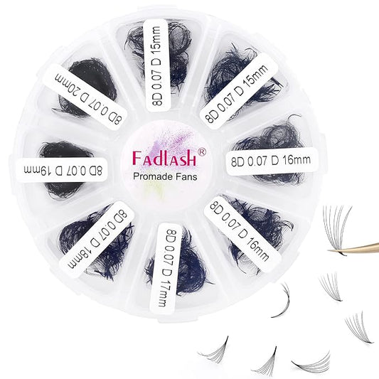 Premade Fans Eyelash Extensions 1000pcs Promades Eyelash Volume Lash Extensions Pointed Base Loose Fans Premade Lash Extensions Fans Handmade Pre Made Volume Lashes Mix (8D-0.07C, 15-20mm)