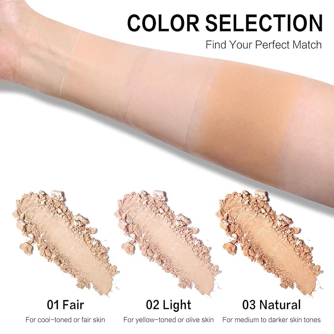 SuperFreeze Pressed Setting Powder, Freeze-Dried Skincare Powder for All-Day Oil Control, Pore-Blurring Matte Finish with Hyaluronic Acid & Niacinamide, Smooth Crease-Resistant Compact (Natural)