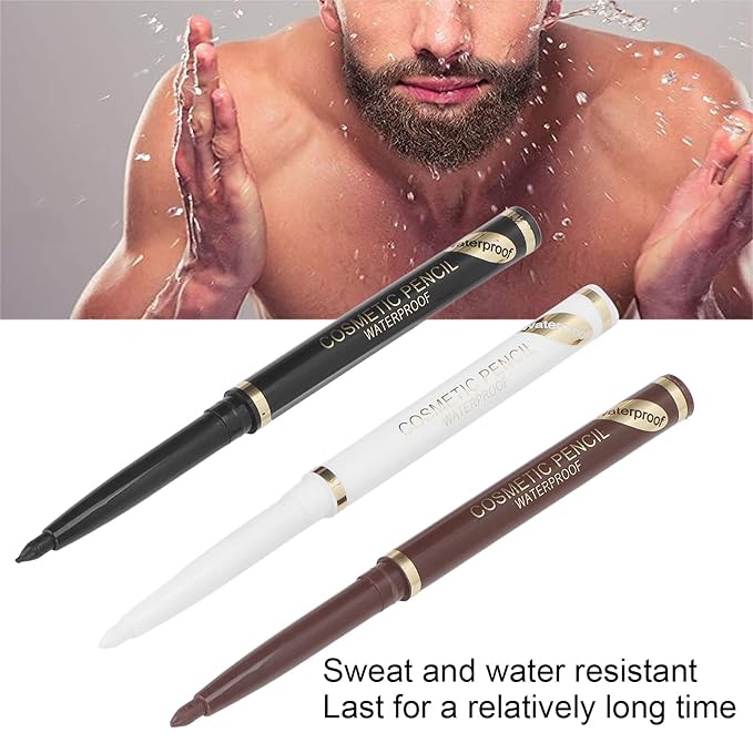 Beard Template Shaping Tool Set, Water Proof Sweatproof Beard Pencil Filler for Men, Ergonomic Contour Design, Includes 3 Beard Pencils and 1 Beard Shaper, White