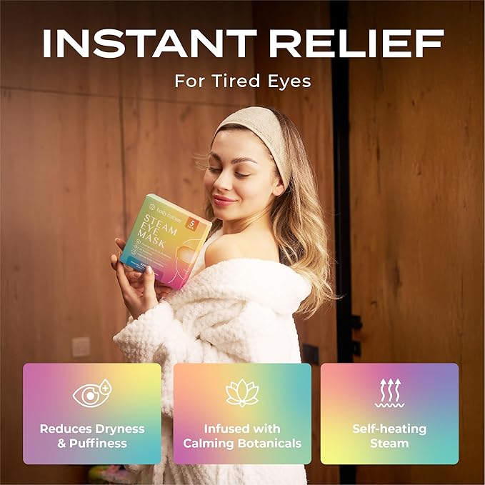 Body Restore Heated Eye Mask for Dry Eyes 5 Pack – Self Heating Warm Compress, Valentines Day Gifts for Her and Him, Birthday Gifts for Women and Men, Stye Eye Treatment, Relaxation – Variety