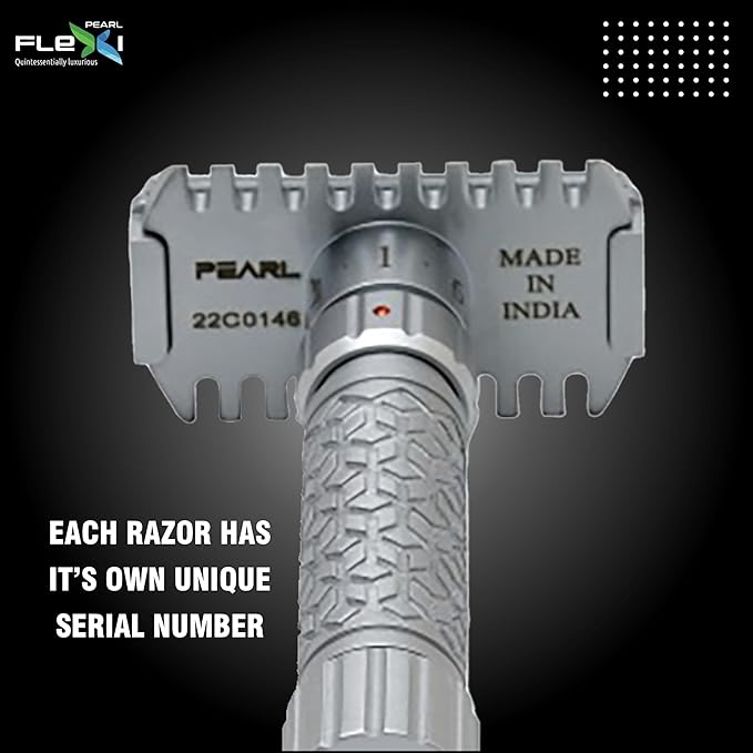 Pearl Flexi Open Comb Adjustable Safety Razor - Made of 100% Brass Metal | Adjustable from 1 to 6 | Men's Shaving Razor for Fathers Day Gift