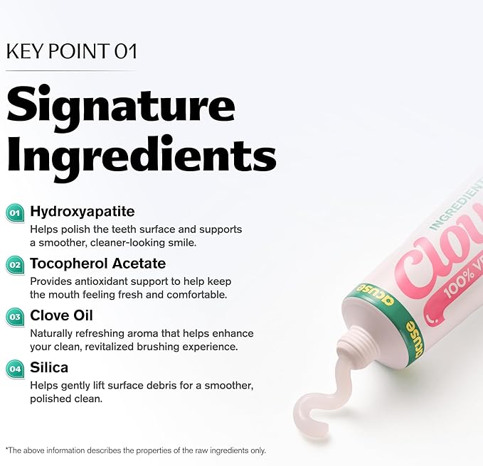 CloveDen Fluoride Free Vegan Whitening Toothpaste – Hydrogen Peroxide Stain Removal, Hydroxyapatite Enamel Support, Gentle Daily Whitening, SLS-Free, Lemon Mint Freshness, 3.52oz / 100g