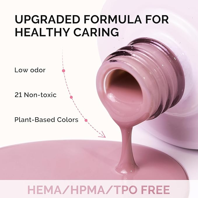 MelodySusie Fleurwee Plant Based Gel Nail Polish, Nail Polish Hema Free 21 Non Toxic Long Lasting No Chip Finger Toe Nail Art Manicure Salon DIY at Home Gifts for Women Lotus Root Pink P63