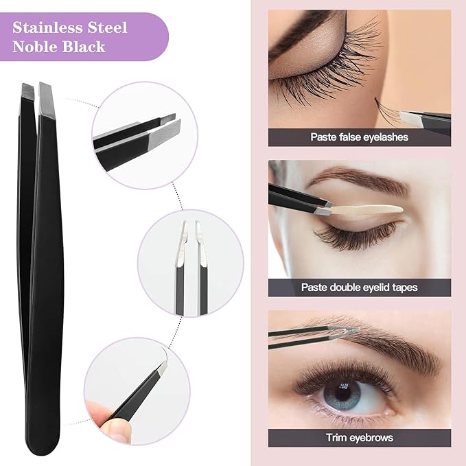 Sunuly Eyebrow Razor, 7 in 1 Brow Kit, Eyebrow Trimmer Set Including Brow Razors, Brush, Scissors, Tweezers, with Plastic Box for Women Men Eyelash Facial Grooming
