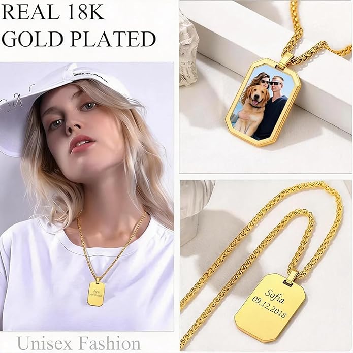 CLYLIFE Picture Necklace Personalized Photo,Custom Disc/Heart Pendant for Men Women Dad Mom Customized Necklace with Chain Photos Memorial Gifts for Mother's Day, Birthday, Anniversary