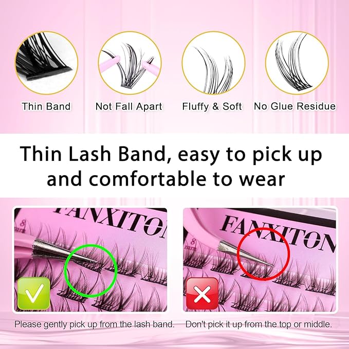 DIY Lash Extension Kit Natural Look Wispy Lash Clusters D Curl 154 Pcs Lashes Clusters with Lash Brush 8-16 mm Eyelash Extension Kit Individual Lashes Lash Cluster Kit For Beginners (No Glue)