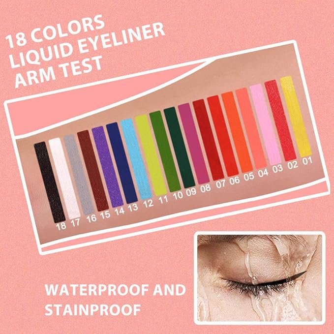 evpct 1Pcs Pink Liquid Eyeliner Makeup Waterproof Pink Eye Liners for Women, Eyes Wing Eyeliner Stamps Shapes Colored Eyeliner delineador de ojos a prueba de agua contra el agua blanco para ojos