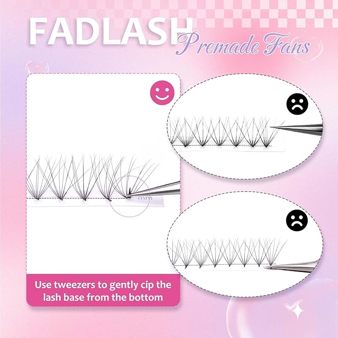 FADLASH Premade Lash Fans Double Layers Fluffy Premade Fans Eyelash Extensions 0.07 Thickness D Curl 10D Volume Lashes Premade Easy Fan Lashes (10D-0.07-D, 12mm)