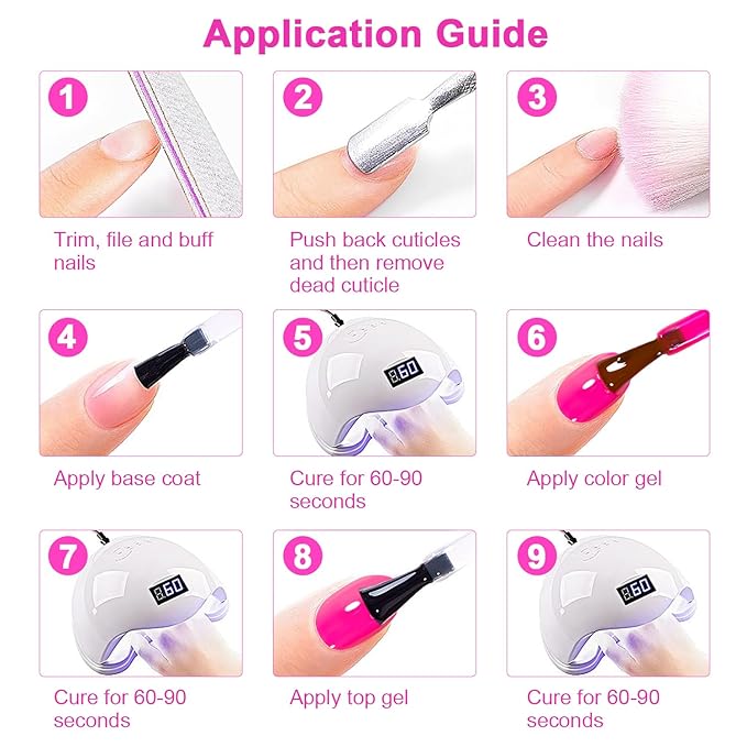 RARJSM Hot Pink Jelly Gel Nail Polish Sheer Clear Bright Pink Gel Nail Polish Transparent Neon Pinky Pastel Nude Nail GelPolish Varnish Curing Requires LED UV French Manicure Soak Off for Home Salon