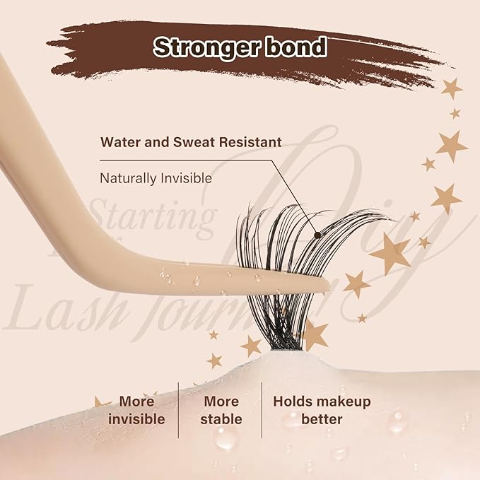 JMS&JMS DIY Lash Extension Kit 280PCS Lash Clusters Kit 30D+40D D Curl 9-16MIX Cluster Eyelash Extensions Kit with Lash Bond and Seal, Lash Remover, Lash Tweezers at Home