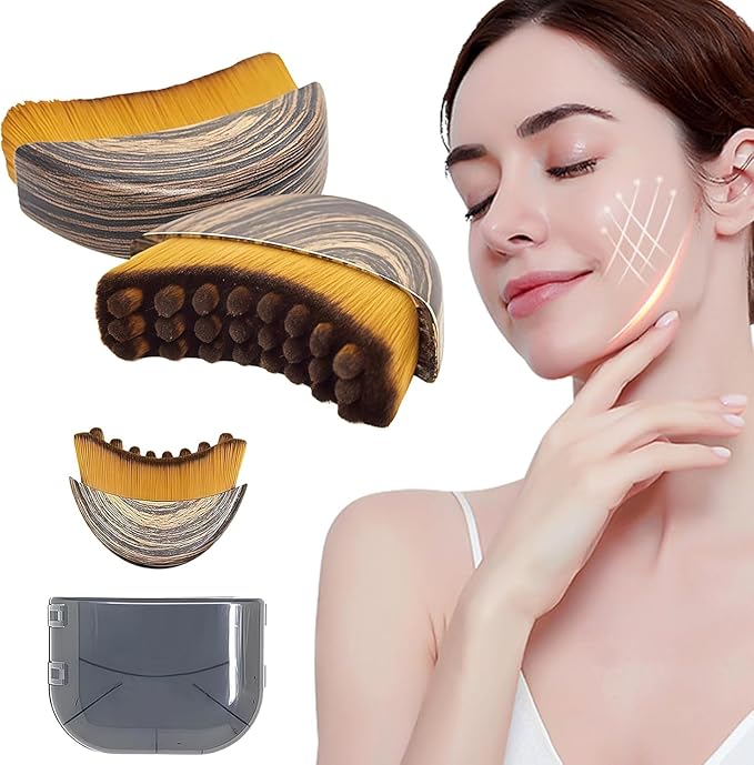 1/2 PCS Lymphatic Contour Face Brush - Facial Gua Sha Lymphatic Drainage Massager for Lifting & Sculpting, Soft Bristles for Natural Makeup, Waterproof & Easy Clean (2 Pcs Contour Face Brush)