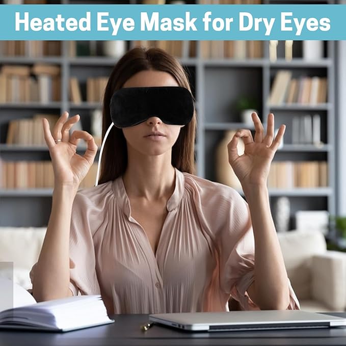 Aurya Heated Eye Mask for Dry Eyes, Warm Eye Compress Mask with Temp & Timer Setting, Eye Heating Pad for Blepharitis, MGD, Migraine, Stye, Chalazion Alleviation, Medium (8.85×3.35 in)