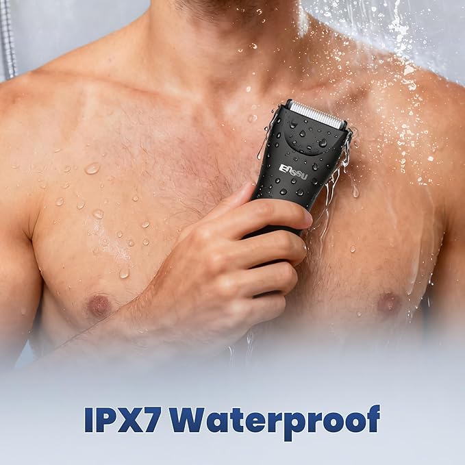 ENSSU Trimmer for Men, Manscape Body Hair Trimmer for Men with Ceramic Blade & LED Light, Waterproof Electric Shaver Groomer for Pubic Hair, Chest, Legs & Bikini, Pubic Hair Trimmer for Wet/Dry Use