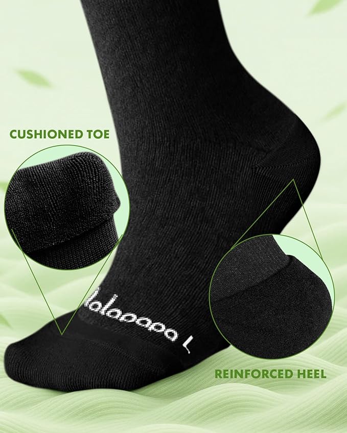 Lalapapa Bamboo Viscose Compression Socks for Women Men 2 Pairs 15-20mmHg Knee High Compression Socks Travel Nurse