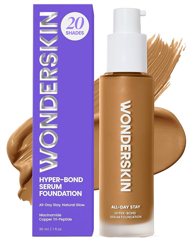 Wonderskin Hyper Bond All-Day Stay Serum Foundation – Waterproof, Transfer-Proof, 24HR Longwear Face Makeup with Niacinamide & Hyaluronic Acid – Lightweight, Natural Finish (Spirit)