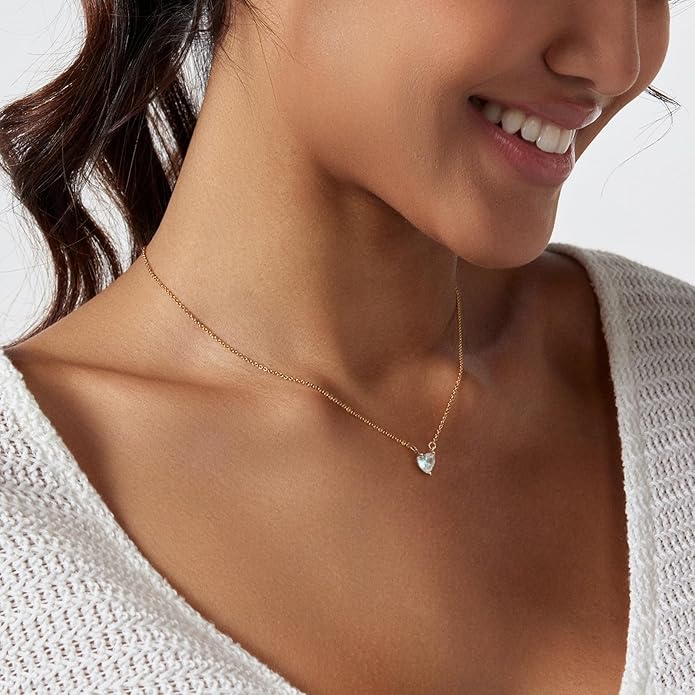 Luxval Diamond Pendant Gold Necklace for Women，Dainty 18k Gold Plated Choker Necklaces Simple Gold Jewelry Gifts for Women Girls