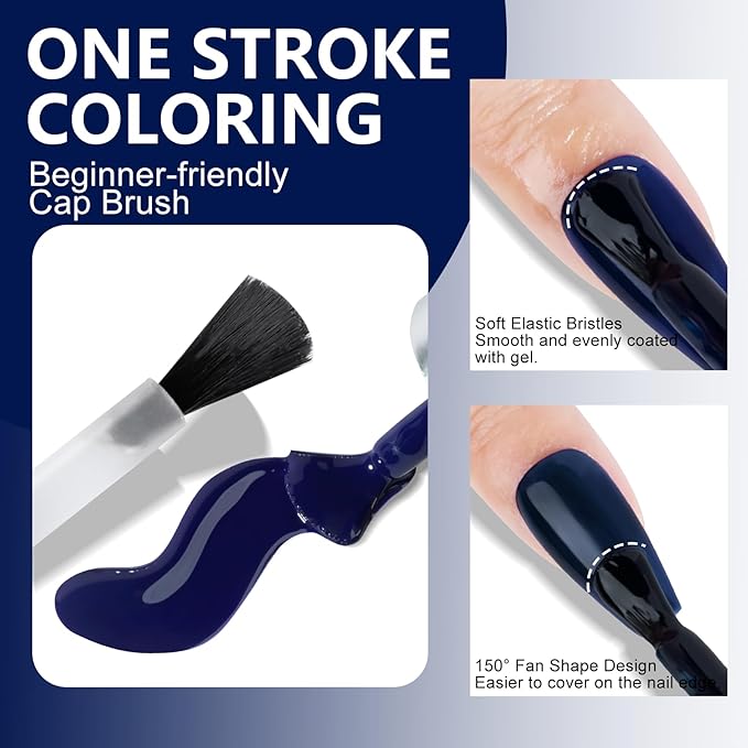 NXJ INFILILA Blue Gel Nail Polish, One-Stroke Coloring Dark Blue UV LED Gel Polish 15ml 0.51oz, Hema Free Royal Navy Deep Color Gift for Nail Art Manicure DIY for Women Girls SQ259