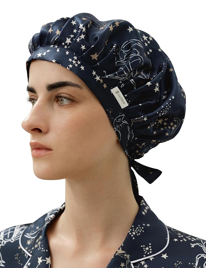 LilySilk 100% Mulberry Silk Bonnet Silk Night Sleep Cap Adjustable Hair Wrap for Sleeping Scorpio