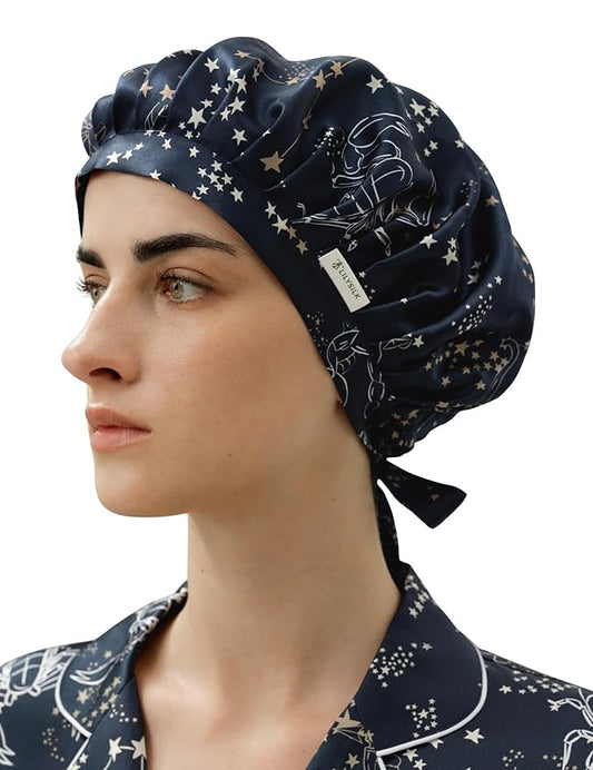 LilySilk 100% Mulberry Silk Bonnet Silk Night Sleep Cap Adjustable Hair Wrap for Sleeping Scorpio
