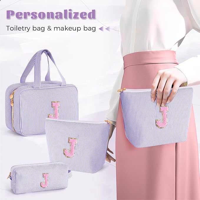 Birthday Gift for Girls Toiletry Bag Makeup Bag Cosmetic Bag Teacher Gifts for 3 4 5 6 7 8 9 10 11 12 13 Year Old Girls - Lavender,J