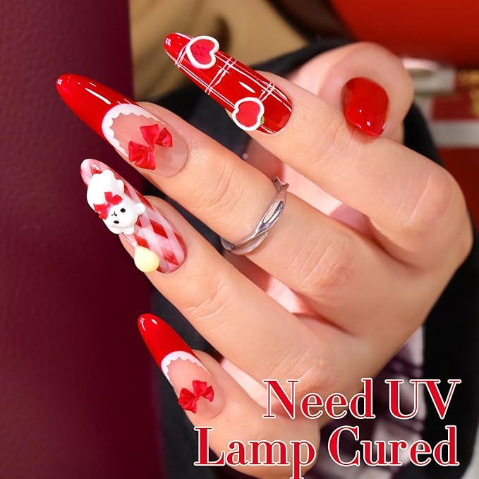 Double Rhythm 0.5 Oz Gel Nail Polish Neutral Natural Same Color Same Bottle Translucent Light Milky Pastel 15ML Manicure French Design Art DIY at Home (Bright Red-A1503)
