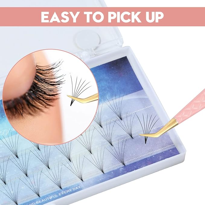 Ms.Queen Lash Tweezers for Eyelash Extensions, Professional Curved Tip Lashing Tweezers for Isolation and Individual Volume Lashes Extension