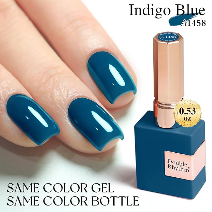 Double Rhythm 15ML Gel Polish Pure Sheer Same Color Same Bottle Soak Off Gel Polish Art Manicure Salon DIY at Home for Women (Blue-A1458)