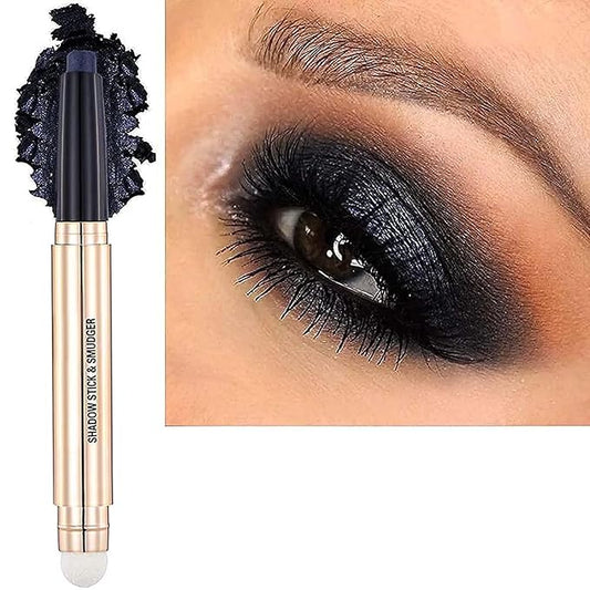 2 in1 Midnight Black Eyeshadow Stick Cream Shimmer Smooth Eyeshadow Pencil Hypoallergenic Waterproof Long Lasting Eye shadow (18 Midnight Black)