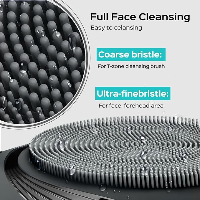 COSLUS Facial Cleansing Brush Face Scrubber: Portable Silicone Waterproof Rechargeable Face Wash Brush, 5 Cleansing Modes, Electric Deep Cleaning for Men & Women, Removing Blackhead, Exfoliating