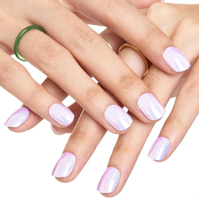 GLAMERMAID Light Green Extra Short Press on Nails, Grass Fake Nails Short Squoval, Glazed Handmade Soft Jelly Gel Square Glue on Nails, Pure Green Acrylic False Nails, Glossy Round Fake Nail for Women
