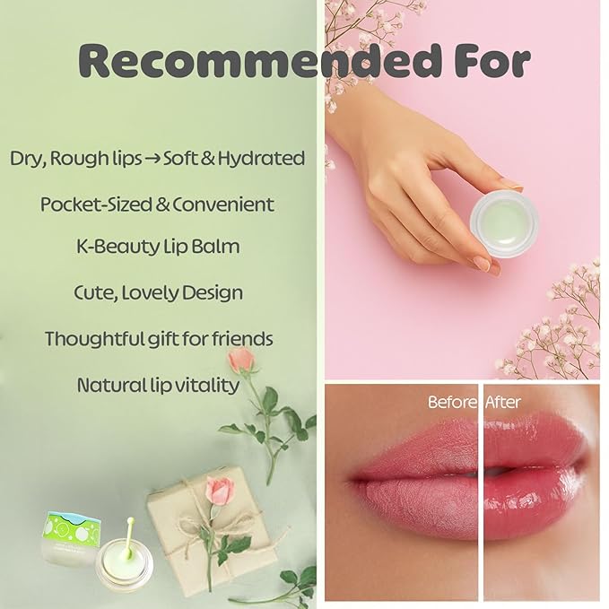 LOOK AT ME Apple+Collagen Hydrating Lip Balm, Long-Lasting Moisture, Natural Ingredients, Korean Skin Care, Nourishing & Plumping Lip Treatment for Dry Lips, Gift for Women (0.2 fl oz)