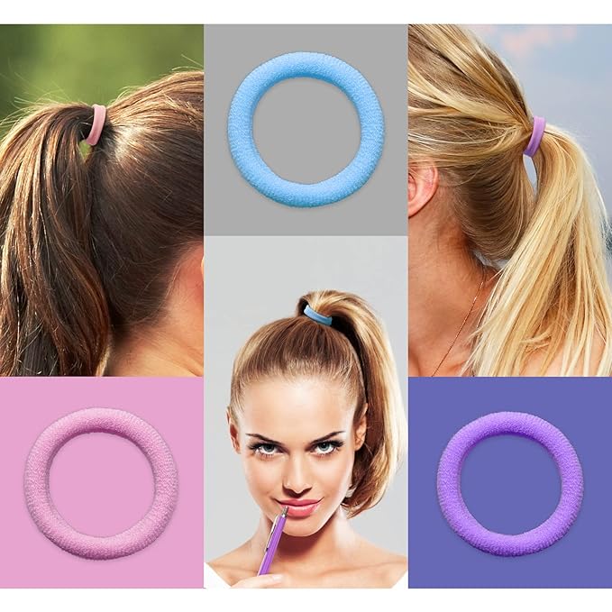 Hair Ties for Women And Kids, 100PCS Seamless Thick Cotton Hair Band, Elastic Baby Hair Ties No Damage Ponytail Holder, Multicolor