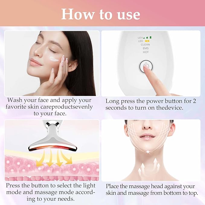 Red-Light-Therapy-for-Face and Neck Massager,7 Colors Womens Skin Rejuvenation Lifting Facial Massager Tool for Toning,Glow Boost