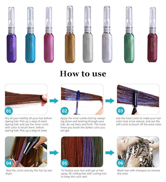 Temporary Hair Mascara Washable Temporary Hair Color Chalk Hair Dye Stick Non-toxic Instant Dye(White)