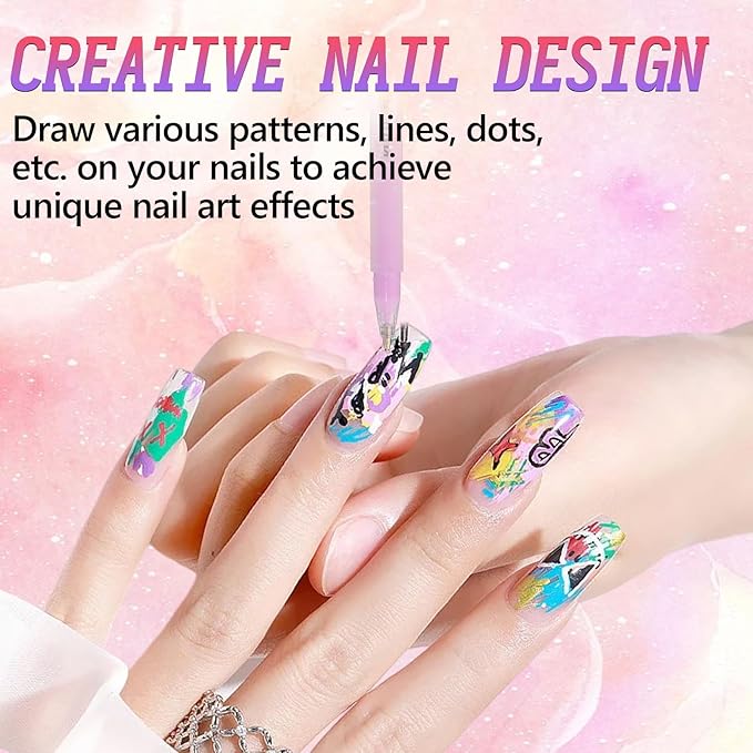 12 Colors Nail Art Pens Set, 2026 Nail Art Markers with Fine Tip,Nail Polish Pens Drawing Point Liner Painted Pen Kit,Quick Dry Nail Polish Pens for Drawing Painting,DIY Nails Art Design Manicure Tool