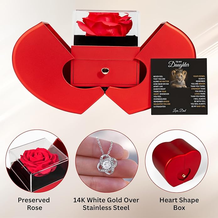 To My Beautiful Daughter Necklace from Mom & Dad | Cubic Zirconia Pendant with Heartfelt Message Card & Gift Box | Daughter Birthday, Graduation, Christmas Jewelry Gift from Parents