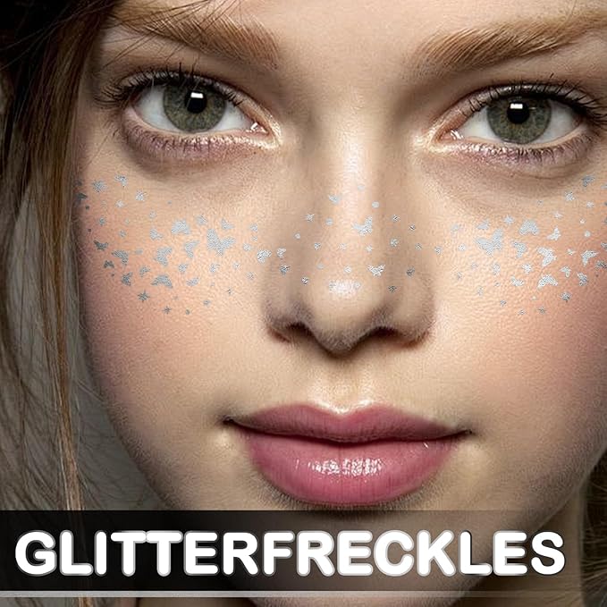 10 PCS Glitter Freckles Face Tattoo Sparkles Makeup Patches Stickers for Women Girls Fairy Accessories Rave Festival Trinkets Accessories
