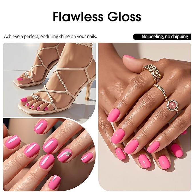 VENALISA Bright Pink Gel Nail Polish, 1 Pcs Pink Gel Polish Color High Gloss Soak Off U V Nail Manicure Salon and DIY at Home Gifts for Women