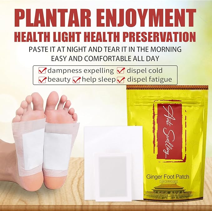 Rosarden Ginger Foot Pads, 10pcs, Detoxifying Foot Care Patches for Unisex, All Skin Types, Targets Feet
