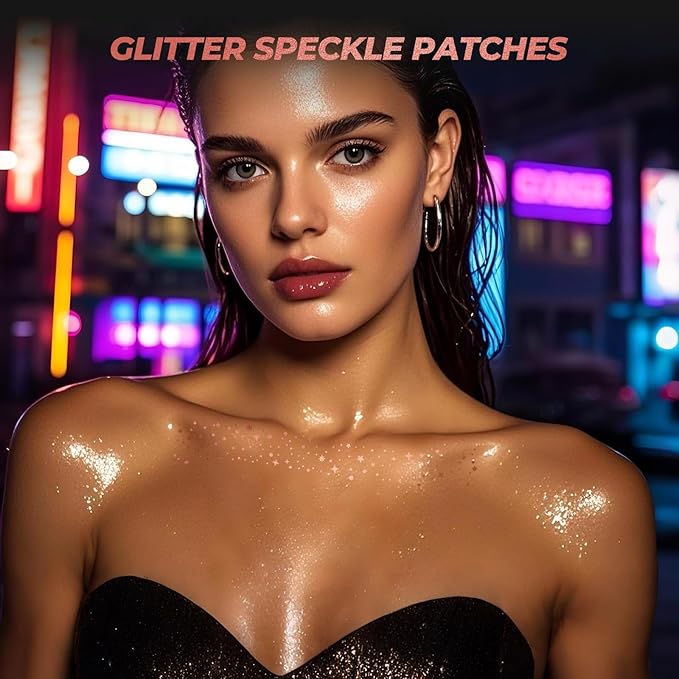 YGQQOY Glitter Speckles for Body,Makeup Patches, Sparkle Rose Gold Glitter Freckles for Hallowmas Christmas,10pcs