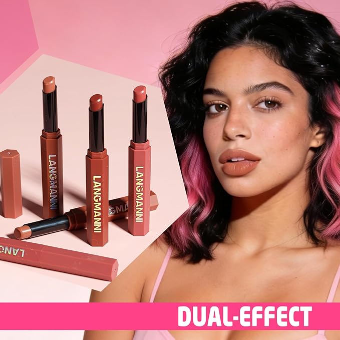 Jolilab 2Pcs Velvet Matte Lipstick Nude Matte Soft Dark Color Stick High Pigmented Long-Lasting Waterproof Lip Stick Lip Balm Beauty Cosmetics Gift for Women(#11+12)